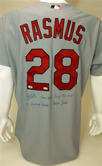 2009 Colby Rasmus Rookie St Louis Cardinals Game Used and Signed Jersey